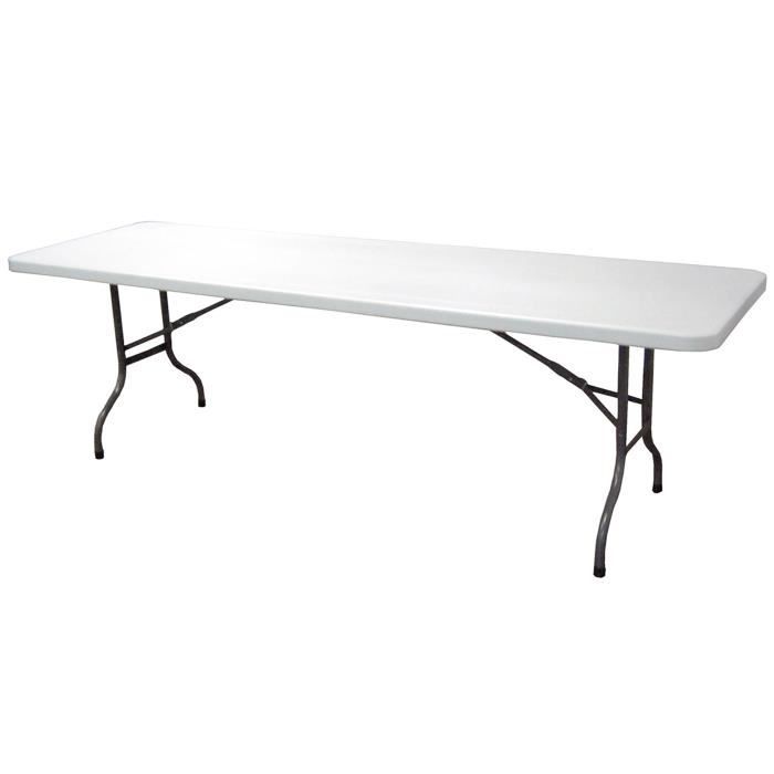 Table pliante avec plateau en polypropylène haute densité - Dim : H 74 x L 242 x P 78 cm
