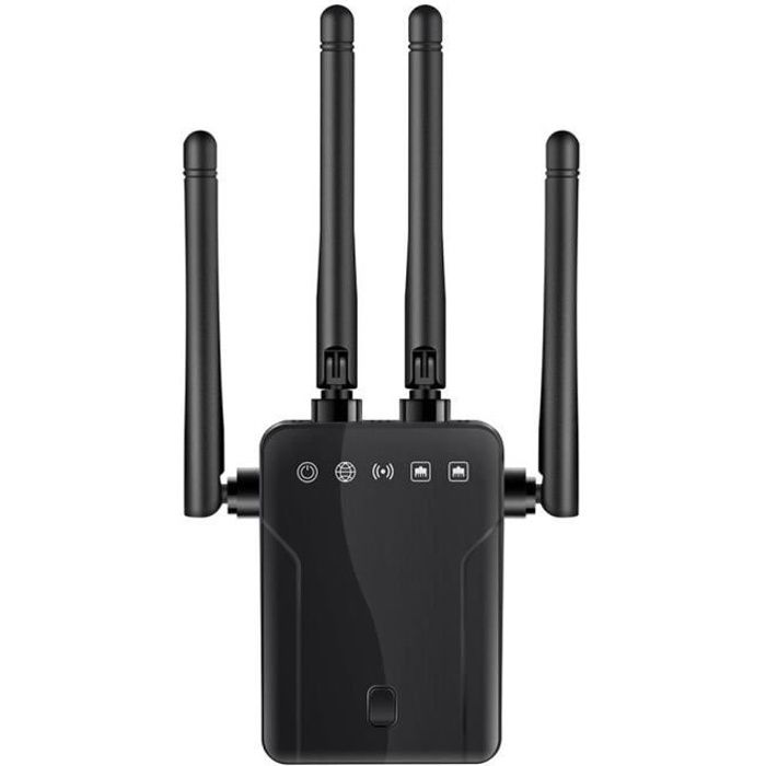 Amplificateur wifi Répéteur wifi sans fil M-95B 1200Mbs 2.4/5.8 GHz Extender 4 antenne routeur pour bureau à domicile Noir