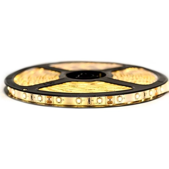 Kit Ruban Professionnel 3528 - 60 leds/m - 1m, 2.5m, 5 ou 10 mètres au choix - Blanc chaud anti-éclaboussure (IP65) - Transformateur