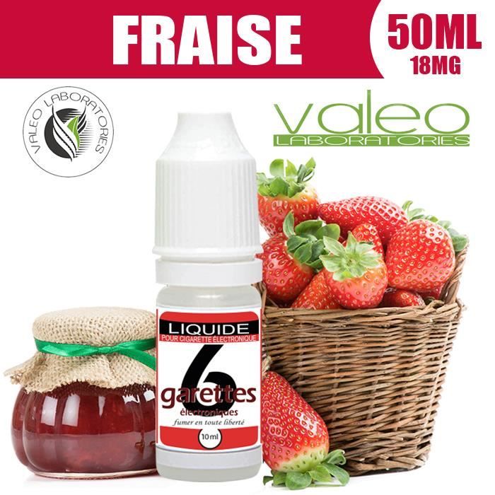 E LIQUIDE 50ML – FRAISE 18mg DE NICOTINE - 6GARETTES