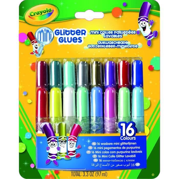 Crayola - 16 mini colles pailletées lavables -