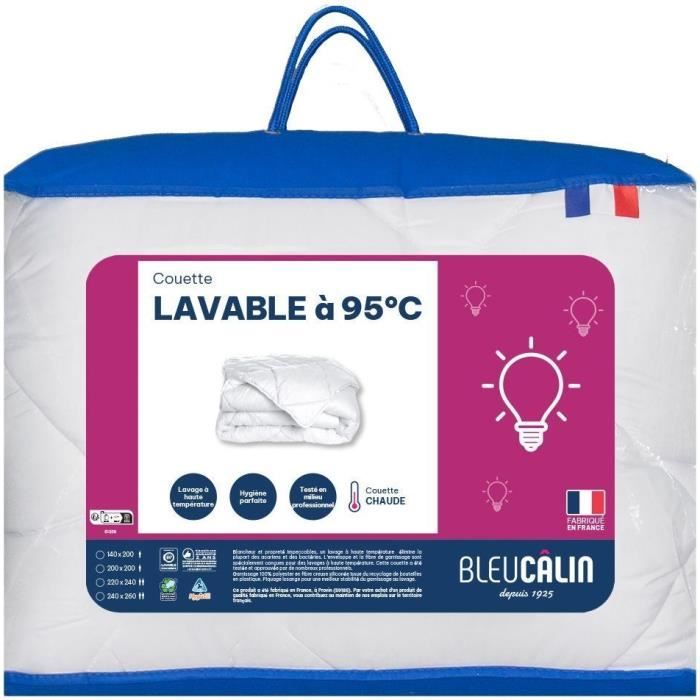 BLEU CALIN Couette chaude Lavable à 95°C 200x200cm