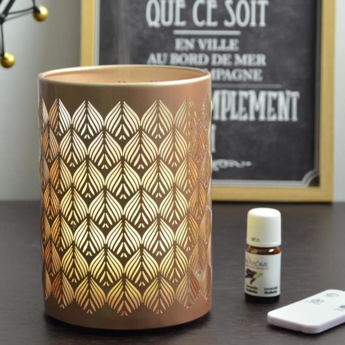 ZEN'AROME - Diffuseur d'Huile Essentielle Ultrasonique Vienne - Contrôle par Télécommande - Diffusion jusqu'à 40m² - D 12 x H 16 cm