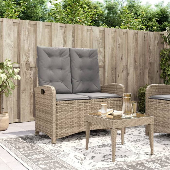 vidaXL Banc de jardin inclinable résine tressée - vue 2