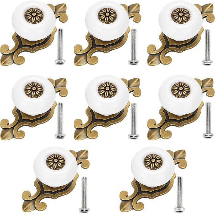 Lot 8 Boutons Vintage En Métal Doré Noir - Diamètre 2,4 Cm - Lourd, Pied Français