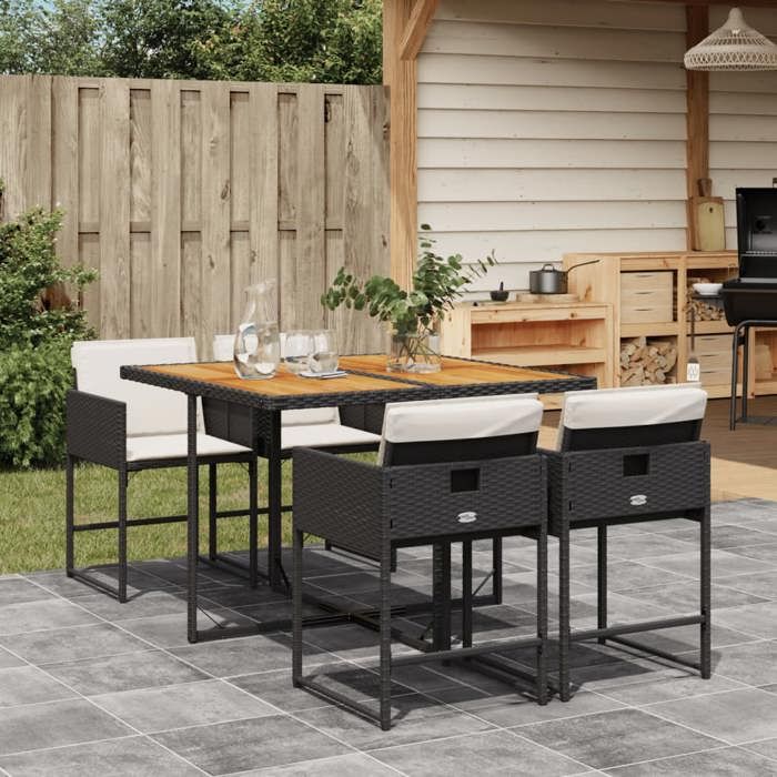 vidaXL Ensemble à manger de jardin 5 pcs Résine tressée - vue 2