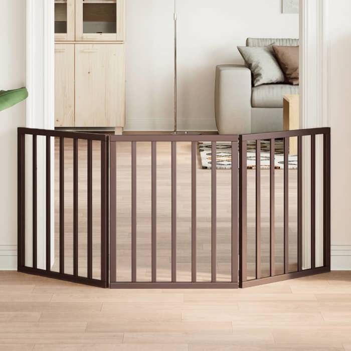 Barrière Pour Chien vidaXL 3 Panneaux - Bois de Peuplier Pliable 150 cm - vue 3