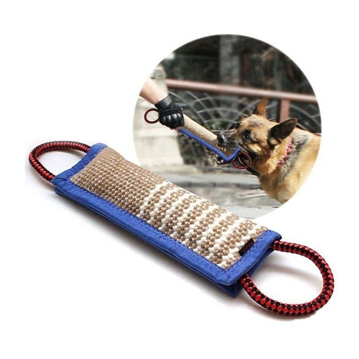 Jouet à mordre pour chien, bâton à mordre avec bord bleu pour dressage de chien berger allemand, bâton de préhension pour chien