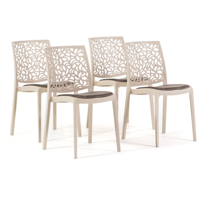 Set de chaises - Anna Soft - Empilables - Polypropylène - Coussin dassise - Crème (Lot de 4)