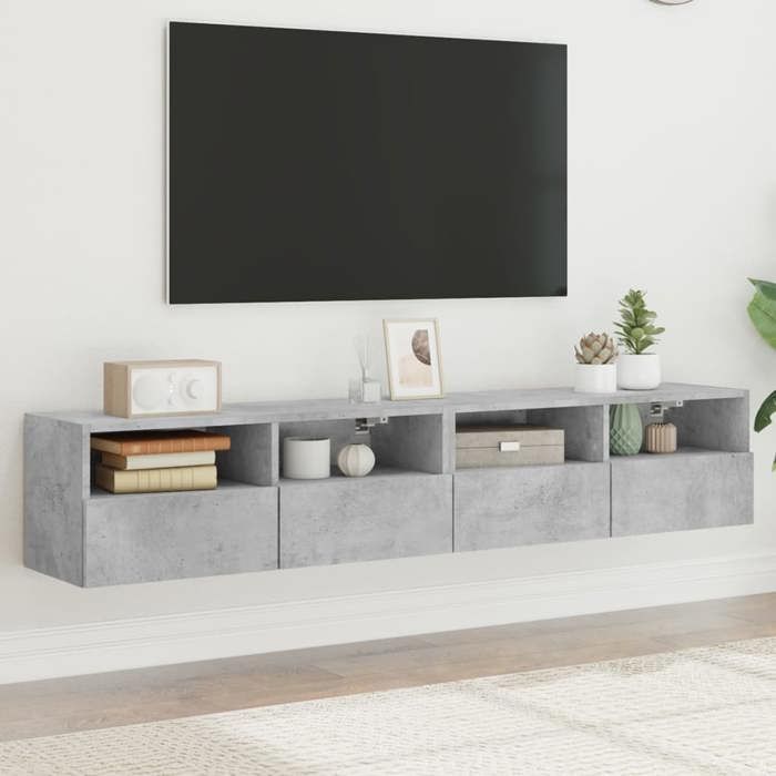 Meilleures Armoire HiFi suspendus Meubles TV muraux 2 pcs - gris béton - 80x30x30cm - bois dingénierie SSD83678832