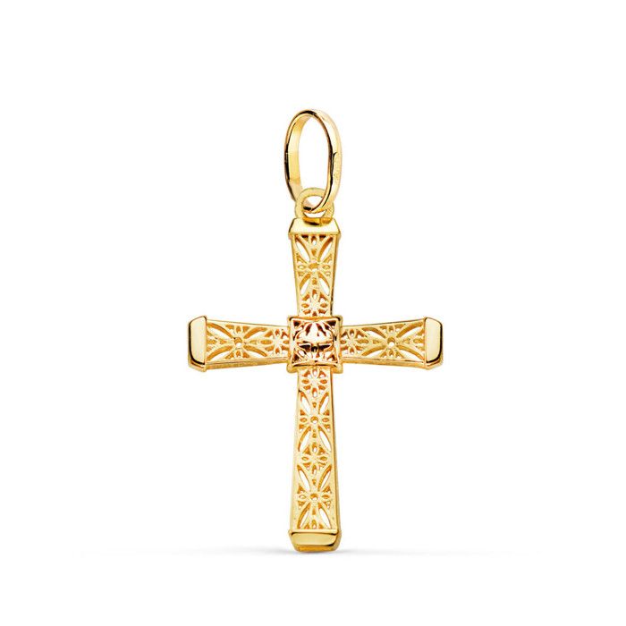 Pendentif - Médaille Croix Or 18 Carats 750 Jaune - Filigrane - Chaine Offerte - 18PC22413 Pendentif - Médaille Croix Or 18 Carats 750 Jaune - Filigrane - Chaine Offerte - 18PC22413
