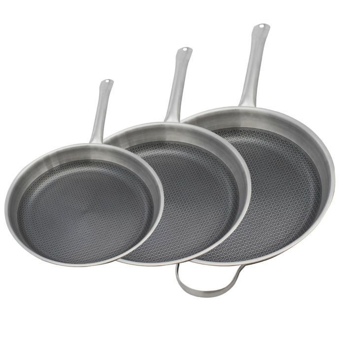 Set de 3 poêles à induction - ELO - Relief Solutions - Inox 18/10 ELODUR® Select antiadhésives - Ø 24-28-32 cm