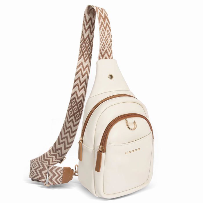 Sacs Bandoulière Femme Cuir Sac Banane de Poitrine Antivol Petit Sac en PU Multifonctionnel pour Voyage 14x10x27.5cm