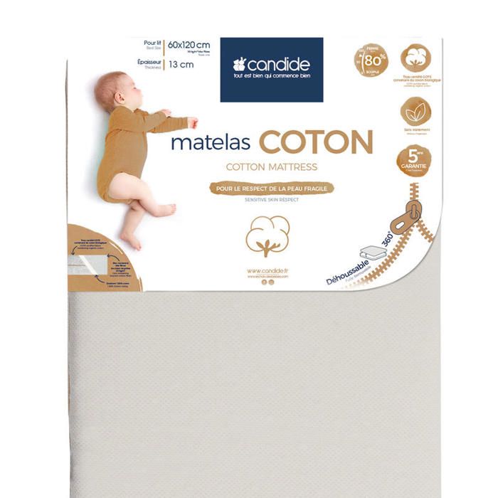 CANDIDE - Matelas Coton 60x120cm CANDIDE - Matelas Coton 60x120cm
