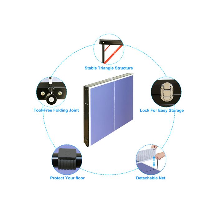 Table de ping-pong pliable de 1372 cm table de ping-pong