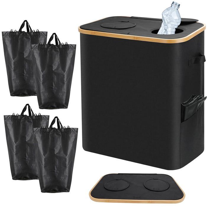 Poubelle De Tri Sélectif 100L Pliable Avec Couvercle - Collecteur Bouteilles Recyclage