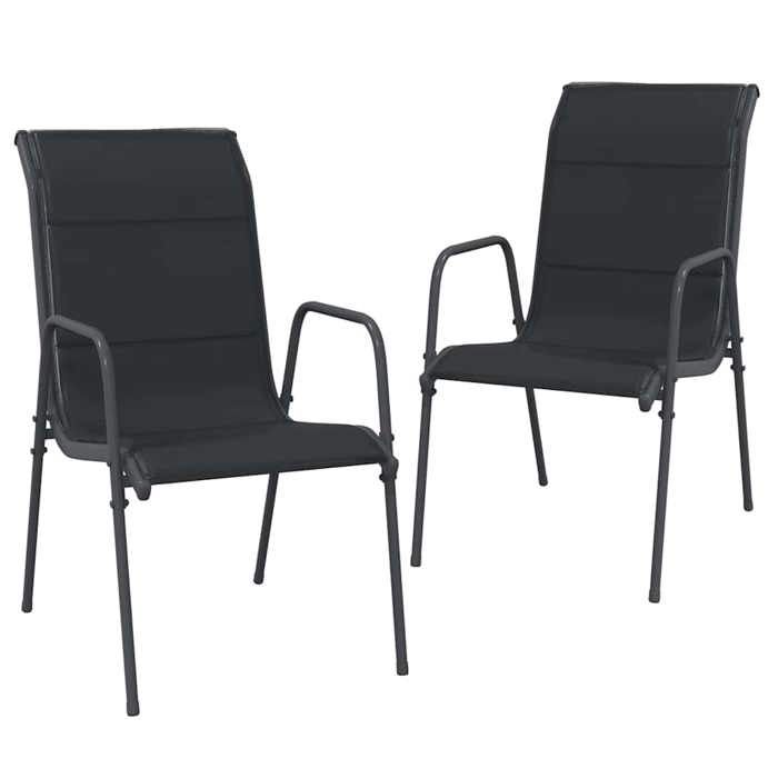 RebaisChaises de jardin - Siège avec Accoudoirs 1 place - lot de 2 Acier et textilène Noir CL224851