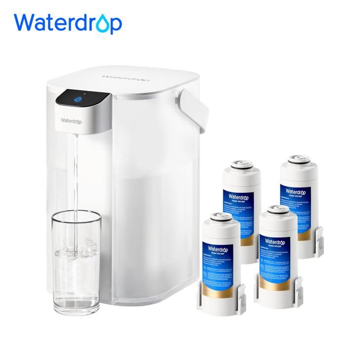 Waterdrop Pichet de filtre à eau électrique distributeur deau rechargeable système de comptoir instantané de 15 tasses(4)