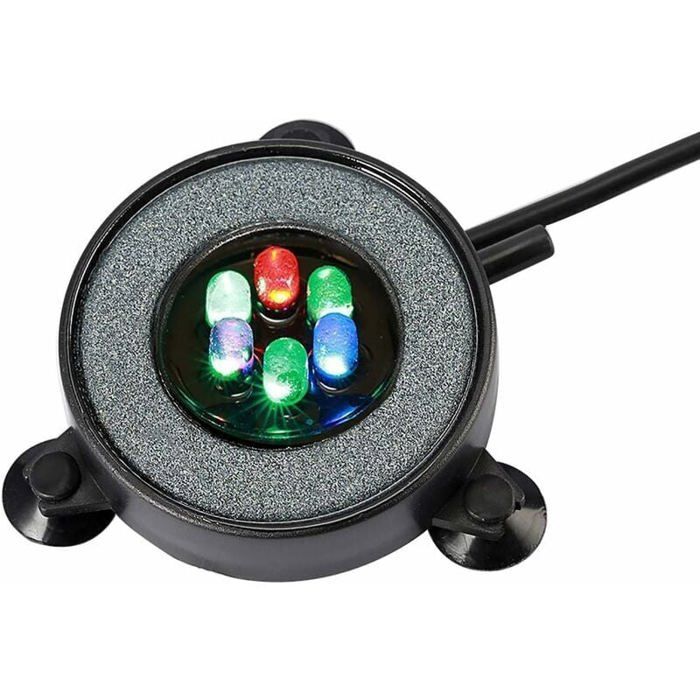 Lampe Bulle Aquarium Submersible 5.5cm 6 LED Auto-Changement Couleur Décoration Bulles dAir 1.2W