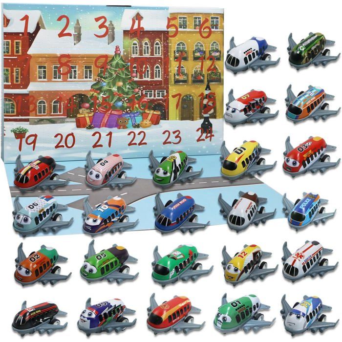 Calendrier De L'Avent 2025 Jouets Avions - 24 Mini Avions + Plan De Ville - Enfant 2 à 9 Ans - Cadeau Garçon Noël, Compte à Rebours - 13