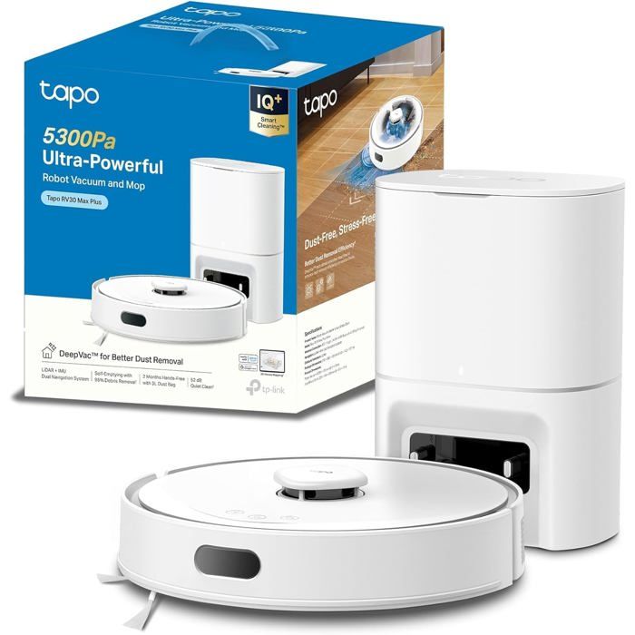 Aspirateur Robot Tapo RV30Max Plus 4 en 1 Silencieux 5300Pa - Tapo