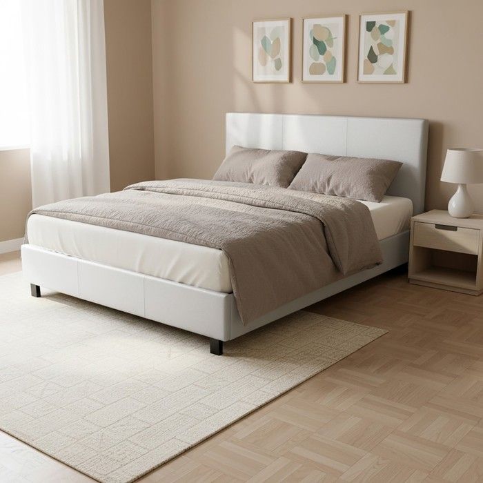 Lit ATLANTA 140x190 cm + 1 sommier + 1 matelas IRIS / Blanc Lit ATLANTA 140x190 cm + 1 sommier + 1 matelas IRIS / Blanc