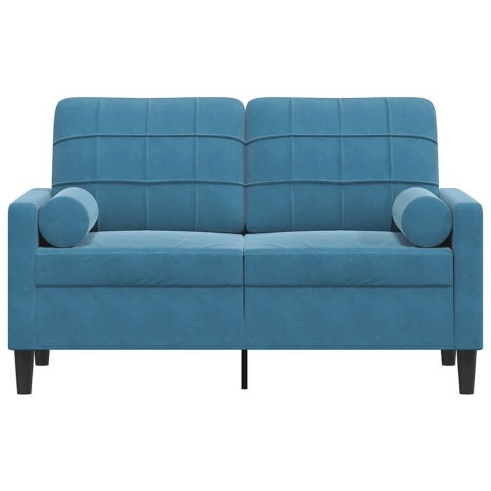 Canapé rembourré 2 places - VIDAXL - Velours - Bleu - 137x77x80 cm - 120 cm largeur du siège - Oreillers décoratifs