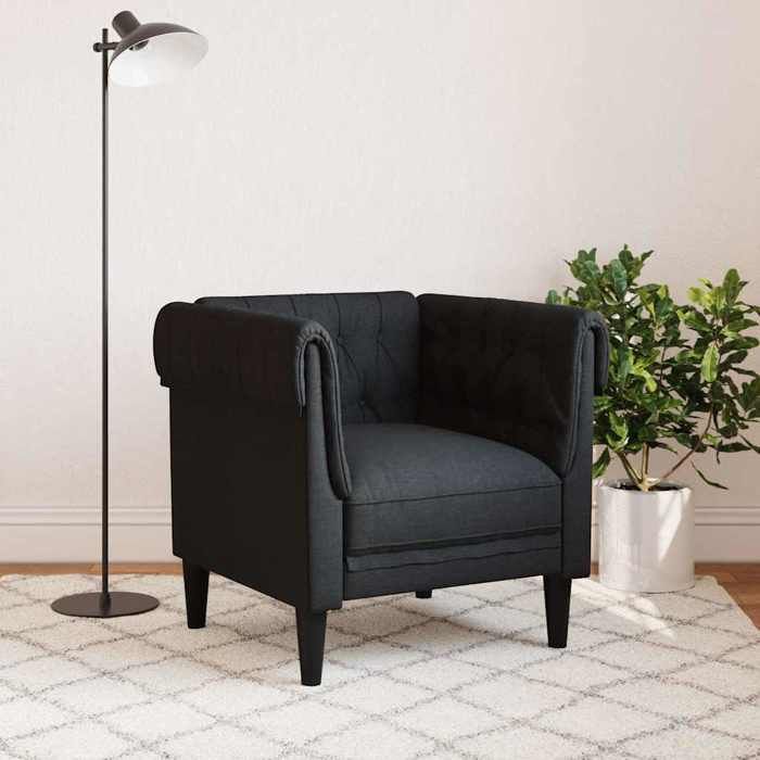 Promo printemps1 pcs Fauteuil Chesterfield simple - SARAZYJ - Meuble de salon - noir tissu - S8552551