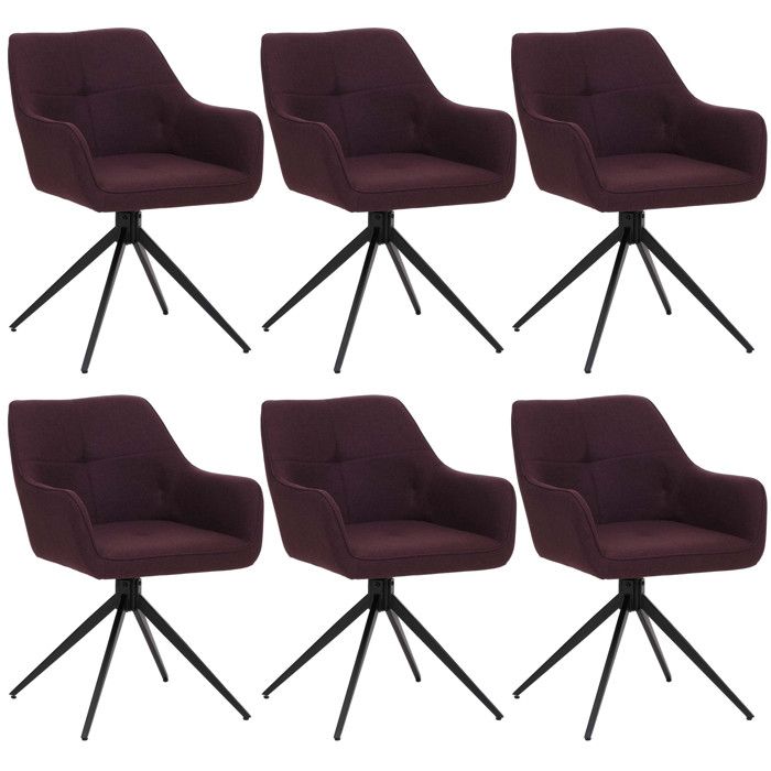 Lot de 6 chaises de salle à manger HWC-O47 chaise de cuisine avec accoudoirs tissu 270 g/m2 bordeaux Lot de 6 chaises de salle à manger HWC-O47 chaise de cuisine avec accoudoirs tissu 270 g/m2 bordeaux