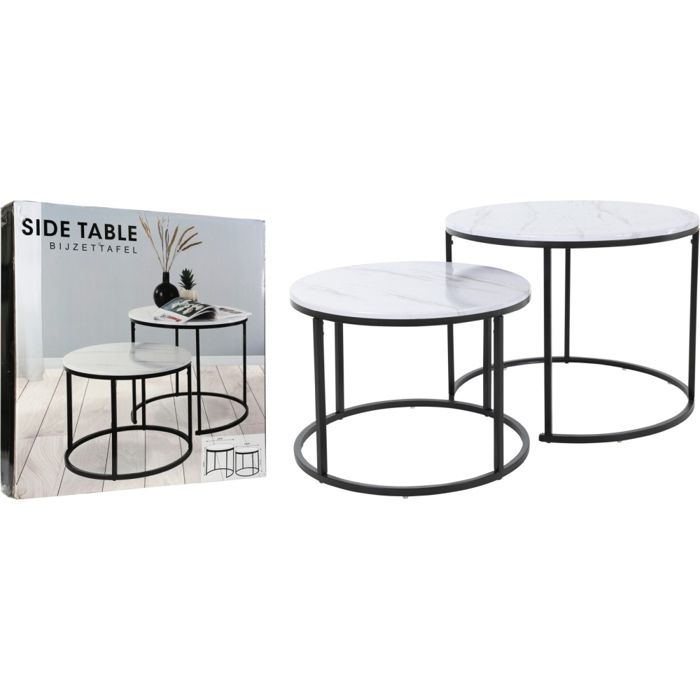 Table pliante ronde set 2 pcs 60/50 cm blanc - H & S COLLECTION