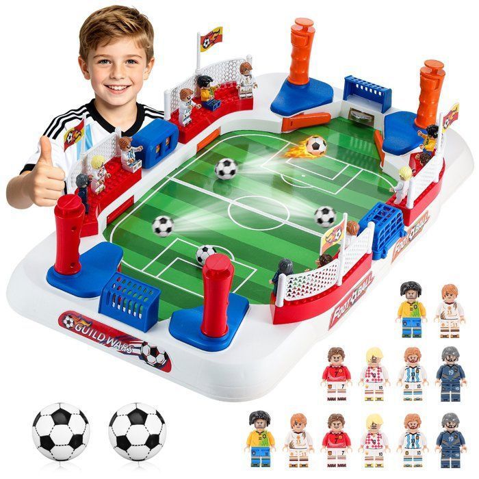 Babyfoot Enfant Mini – Plateau 55x31 Cm, Barrières Hautes, Cloche De But, Compteur – 2 à 4 Joueurs – Dès 5 Ans – Cadeau Noël/anniv