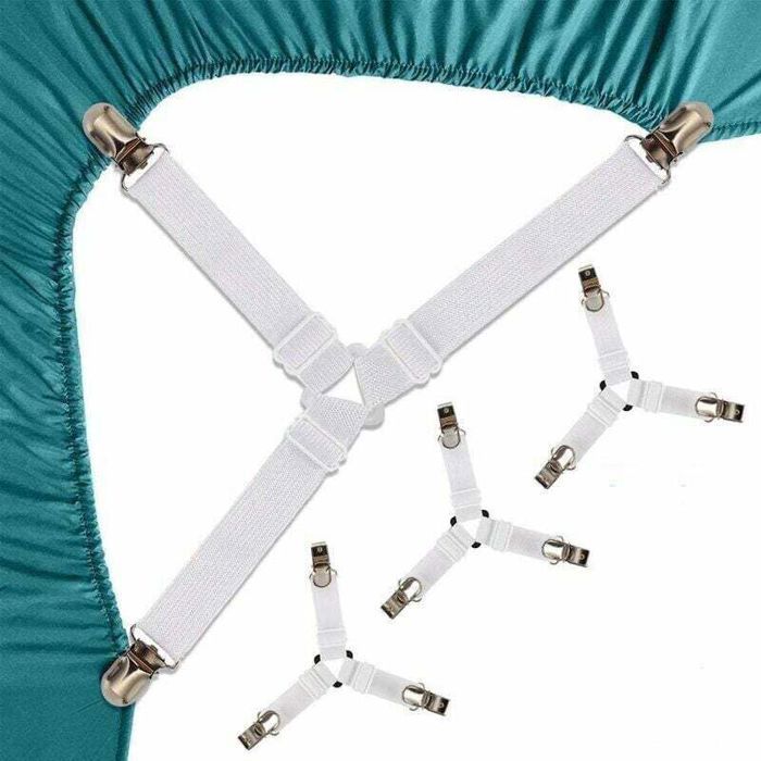 4 Pièces Sangles pour Draps de Lit Attache Drap Housse Triangle Attache Matelas élastique Tendeur de Draps Réglable Bretelles