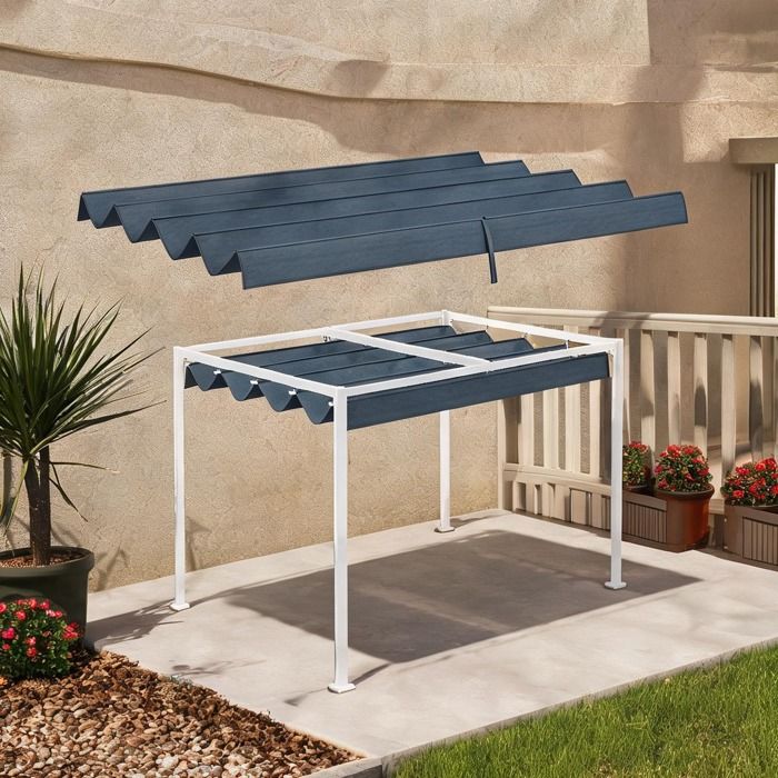 Toile de remplacement pour pergola 3 x 25 m polyester gris foncé forme rectangulaire protection UV