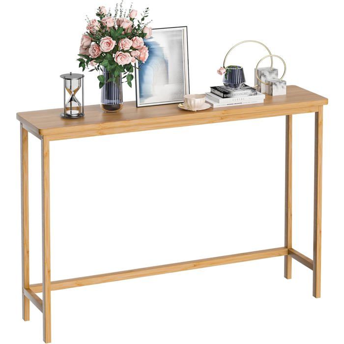 Console Meuble Table Console Fine en Bambou Petite Table de Présentation Table dEntrée Bout de Canapé Table dAppoint pour Couloir