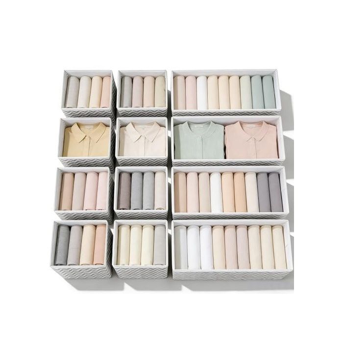 Lot de 12 Organisateur de Tiroir Pliable Non-tissé pour sous-vètements Soutien-Gorges Cravates Chaussette ORGANISATEUR DE TIROIR