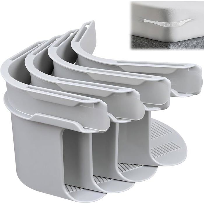 Attache Drap Housse Maintien Tendeur Drap Housse 4Pcs Bloc Draps Housse Angle Porte Draps de Lit avec Bandes Gris + Taille L