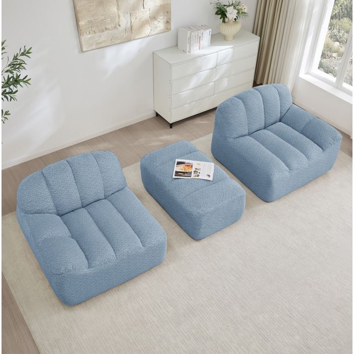 Canapé DAngle Modulaire 2 Places Bleu Canapé Sans Structure FloraGrace Pour Salon Et Appartement Sans Montage 210x165x79cm