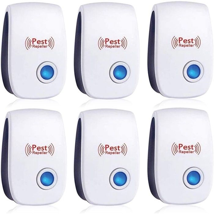 Lot de 6 répulsifs à ultrasons pour insectes Anti-cafards Fourmis Souris Punaises Rats Rongeurs Moustiques Araignées