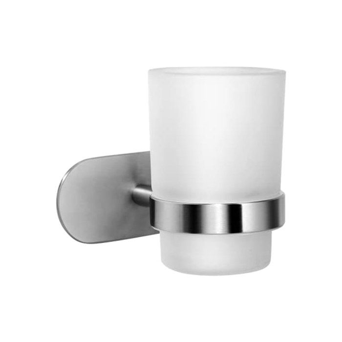 Porte Brosse à Dents sans Perçage - Salle de Bain Tasse Support en Verre Mural Coller (Acier Inoxydable (Brossé))