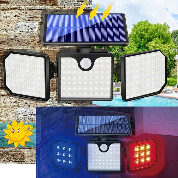 Lampe Solaire Exterieur 248LED Lumiere Solaire Exterieur Détecteur de Mouvement 3 Modes Projecteur LED IP65 Étanche éclairage mural