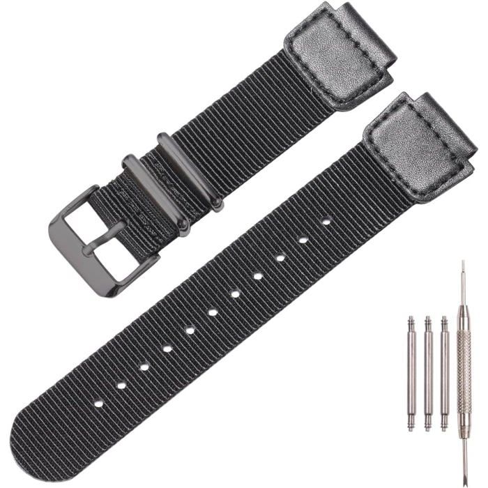 Bracelet de montre de rechange en nylon militaire compatible avec Casio AE1200WH AE-1500 W-218H SGW-300 500 pour homme avec anneau