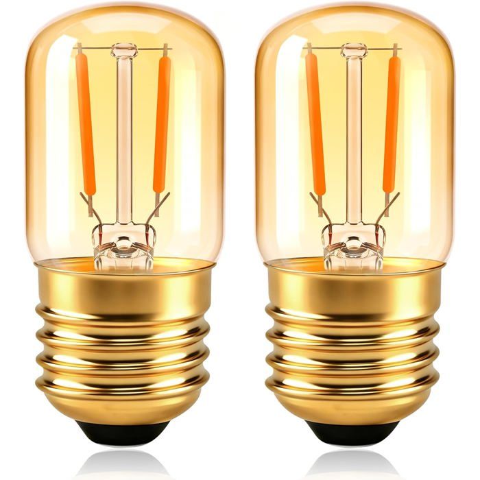 Ampoule Edison E27 Vintage 1W Led Filament Equivalent 10W-15W Incandescence Verre Ambré Blanc Chaud 2200K Mini Rétro T28 E27[IN43]