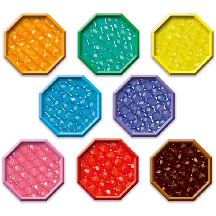 Loisir créatif - AQUABEADS - Recharge perles à facettes - 800 perles multi-facettes de 8 couleurs différentes