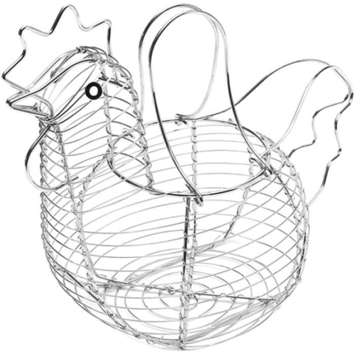 Chromé Poulet Poule en forme de fil œuf stockage affichage Panier Support Rack