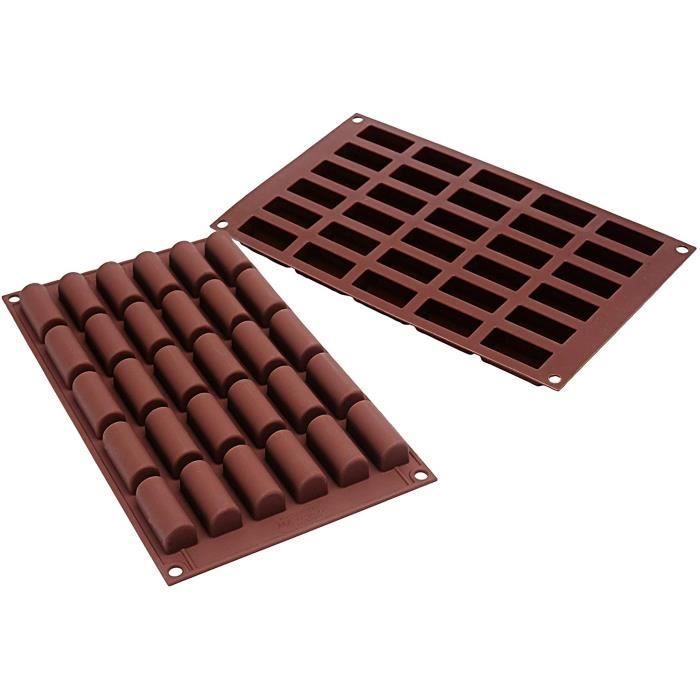 Silikomart 26.129.77.0065 SF129 Moule pour Chocolat et Glace Forme Bûche  Taille Mini 30 Cavités Silicone Marron[277] - Cdiscount Maison