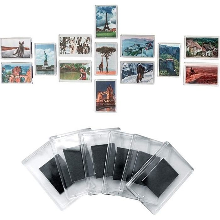 Ensemble de 20 Cadres à Photos Magnétiques Vierges pour Réfrigérateurs par Kurtzy Aimants de Frigos en Acrylique Transparent de Qualité avec un Emplacement pour les Photos 7cm x 4,5cm