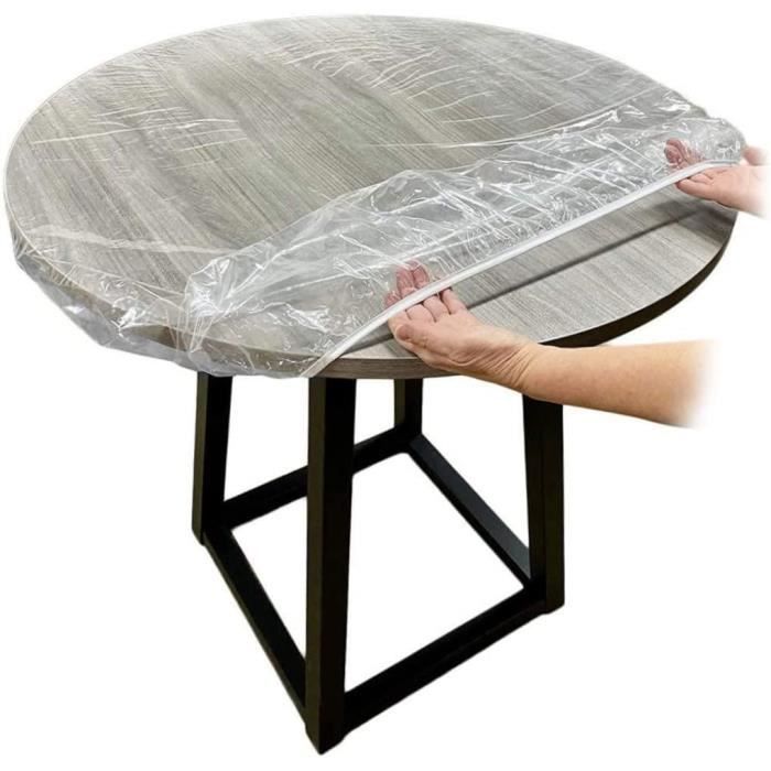 Couche à Ajustement En Vinyle, Nappes à Bords élastiques Transparentes Rondes, Couvercle De Table étanche Pour La Cuisine à - Maison