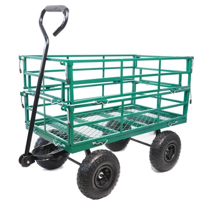 Brouette - Remorque chariot de jardin facilitent le transport du bois de chauffage vert 103 x 100 x 50 cm