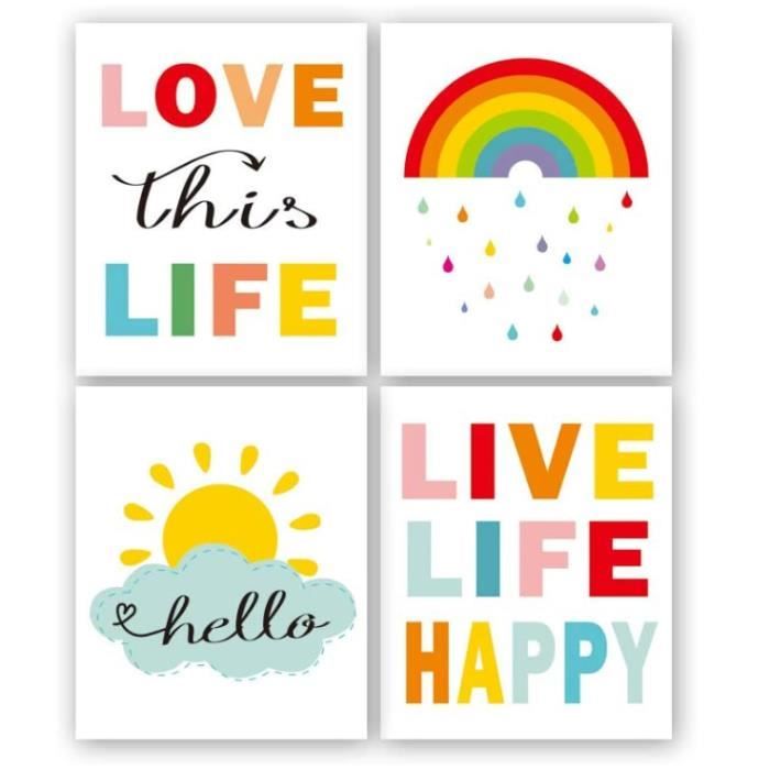 Lot de 4 Posters Affiche ArcenCiel pour Chambre D