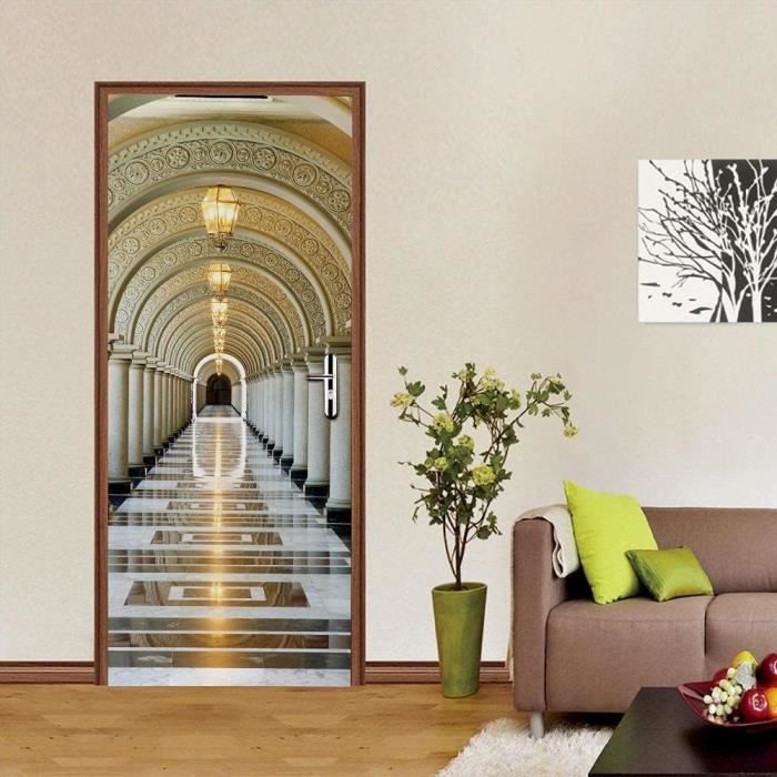 Sticker Porte 3D Auto-Adhésif 90x200 Cm - Motif Chat - Décor Amovible Pour Porte Ou Mur - 9